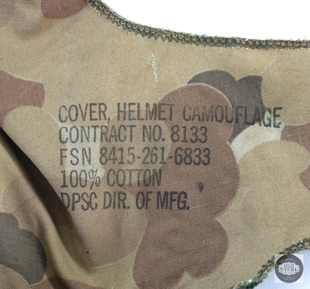 Vietnam Era U.S. M1 Steel Helmet W/ Reversible Mitchell Pattern Helmet Cover - 10