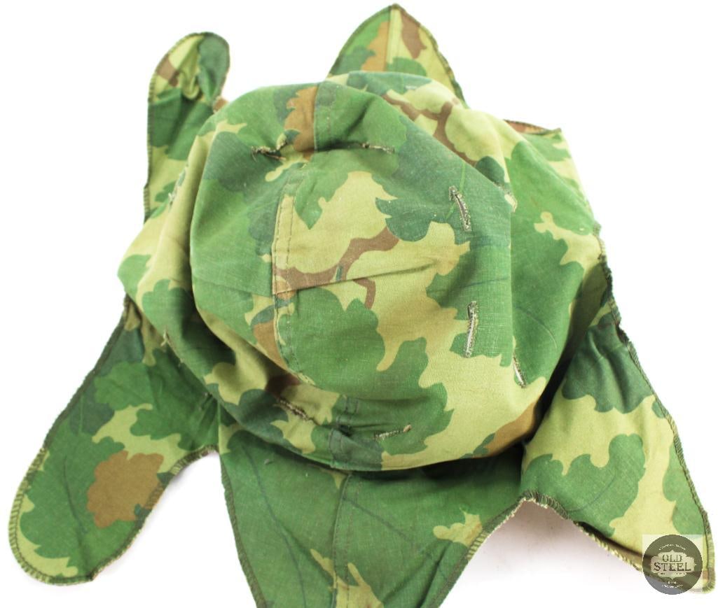 Vietnam Era U.S. M1 Steel Helmet W/ Reversible Mitchell Pattern Helmet Cover - 11