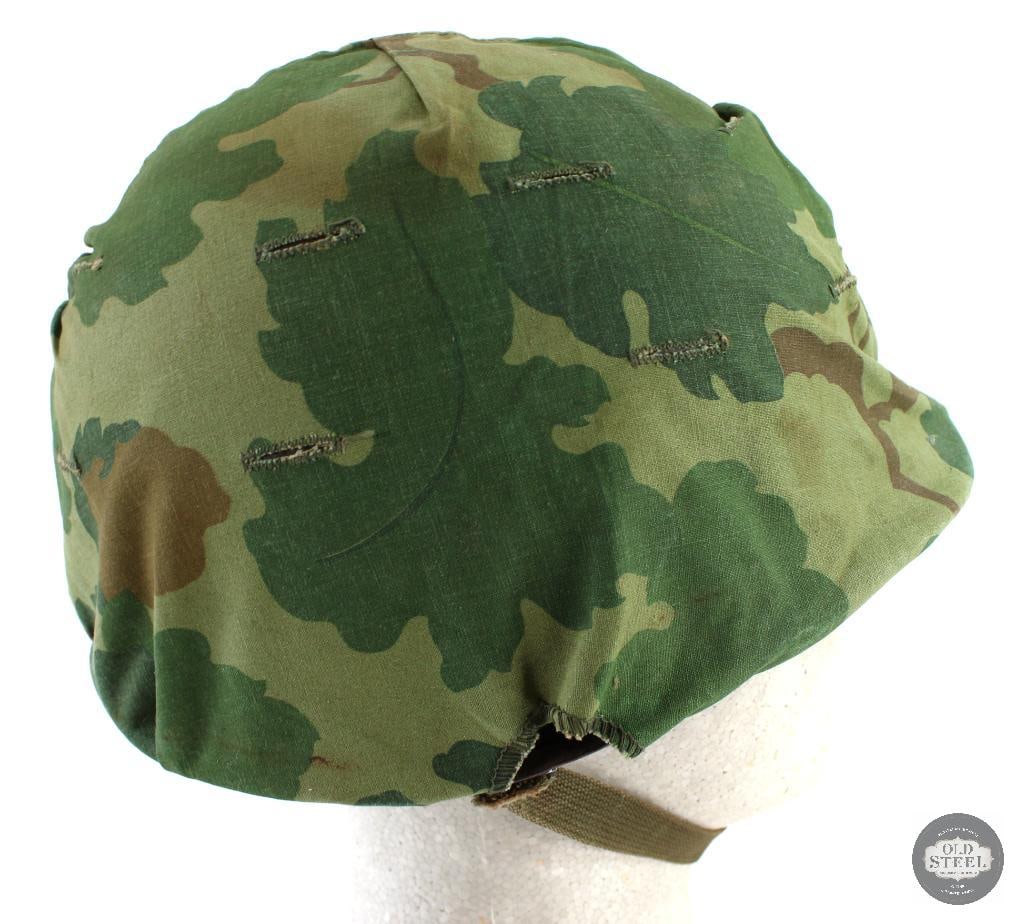 Vietnam Era U.S. M1 Steel Helmet W/ Reversible Mitchell Pattern Helmet Cover - 2
