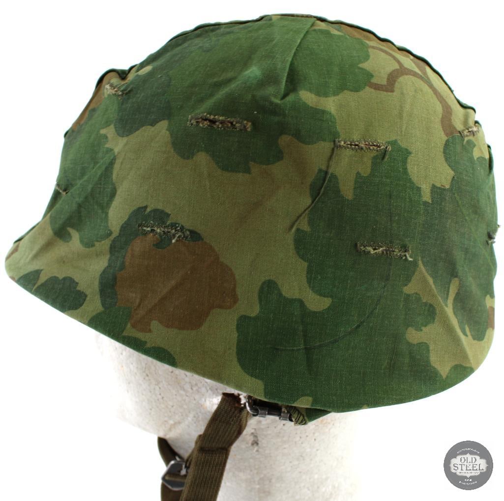 Vietnam Era U.S. M1 Steel Helmet W/ Reversible Mitchell Pattern Helmet Cover - 4