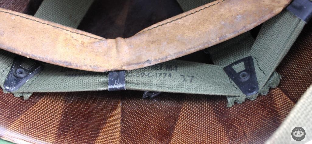 Vietnam Era U.S. M1 Steel Helmet W/ Reversible Mitchell Pattern Helmet Cover - 6