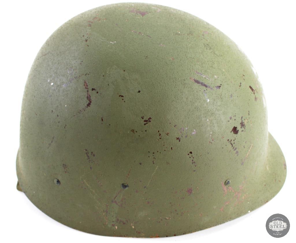 Vietnam Era U.S. M1 Steel Helmet W/ Reversible Mitchell Pattern Helmet Cover - 7