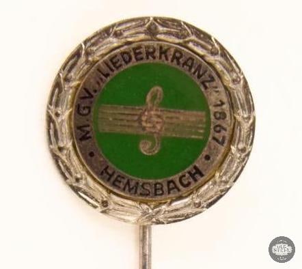 M.G.V. Liederkranz 1867 Hemsbach Music Club Ribbon Stickpin German: M.G.V. Liederkranz 1867 Hemsbach Music Club Ribbon Stickpin German THIS ITEM IS AS PICTURED WITH NO FURTHER ATTACHMENTS. ALL SALES ARE FINAL. PLEASE REFER TO THE AUCTION DESCRIPTION, LOT