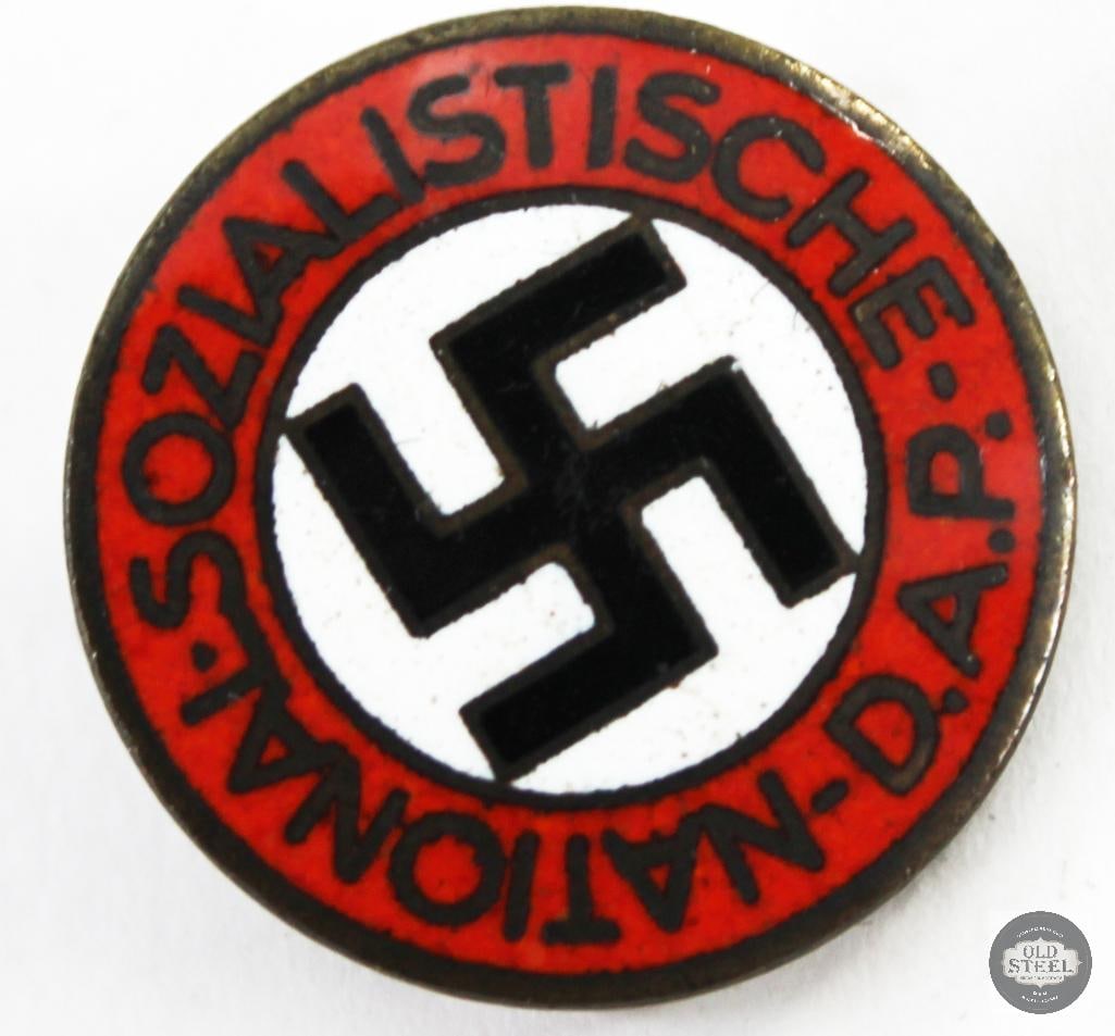 Original NSDAP Party Enamel Membership Pin German WWII: Original NSDAP Party Enamel Membership Pin German WWII THIS ITEM IS AS PICTURED WITH NO FURTHER ATTACHMENTS. ALL SALES ARE FINAL. PLEASE REFER TO THE