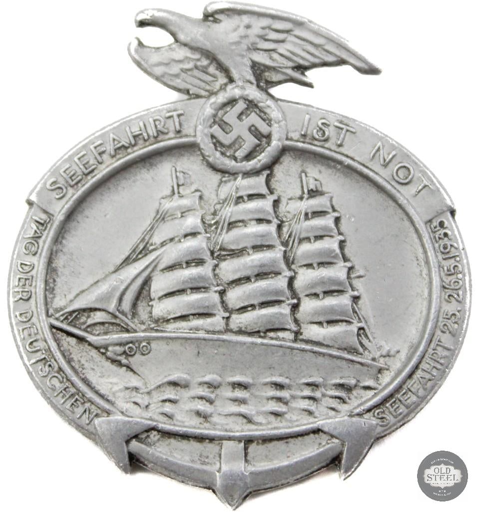 Original German Seefahrt Tinnie Badge WWII: Original German Seefahrt Tinnie Badge WWII THIS ITEM IS AS PICTURED WITH NO FURTHER ATTACHMENTS. ALL SALES ARE FINAL. PLEASE REFER TO THE AUCTION DESCRIPTION, LOT #1 DESCRIPTION AND TERMS
