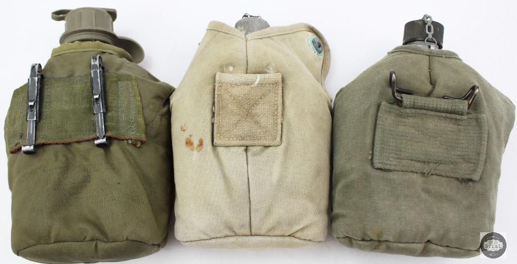 Lot of 3 U.S. Military Canteens WW1 WW2 Vietnam - 2