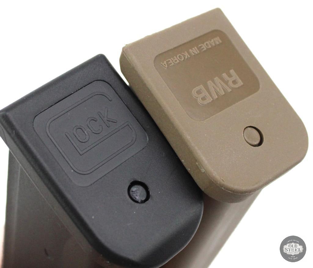 Lot of 2 Glock 17/19 9mm Magazines - Glock (black) and RWB (tan) - 4