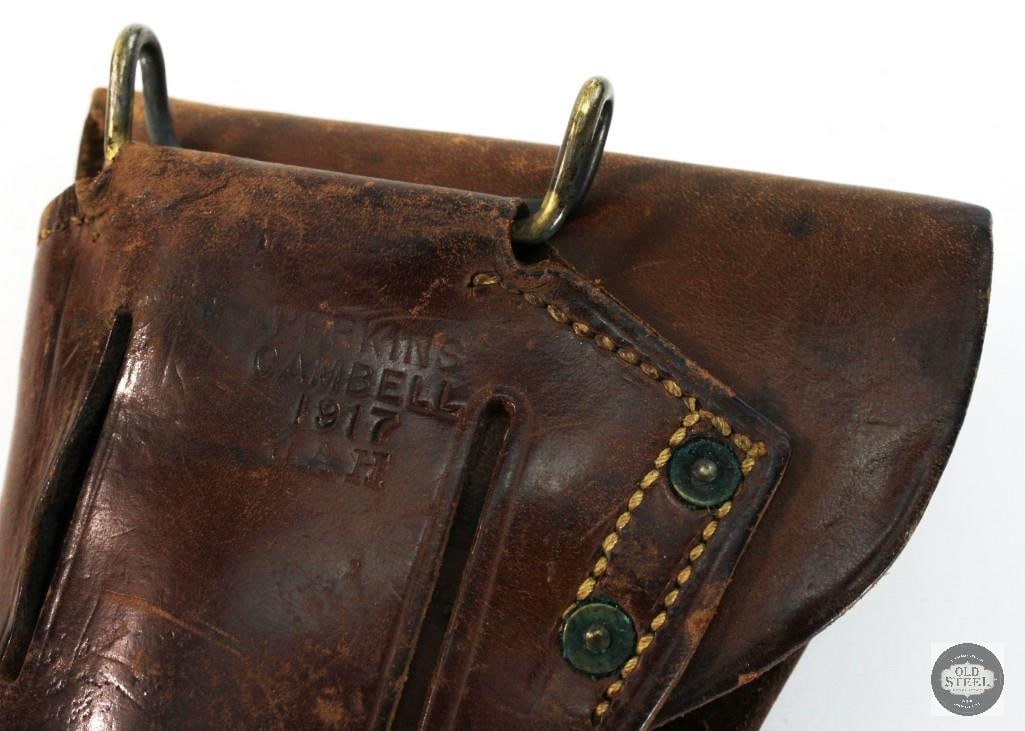 Lot of 2 Original U.S. Military Brown Leather Holsters - Perkins Cambell 1017 Marked - 4