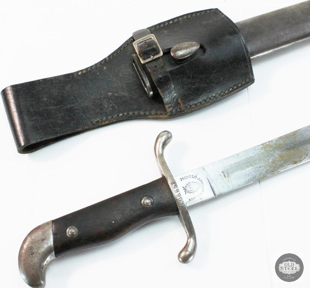 Argentine M1909 Artillery Short Sword Bolo Knife with Scabbard and Frog - 2