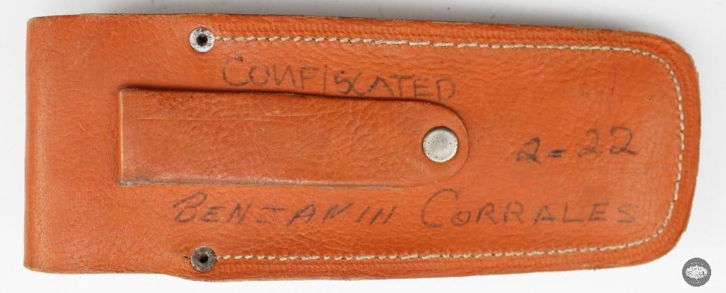 Lot of 2 Folding Knives with Leather Belt Pouches - Schrade - 11