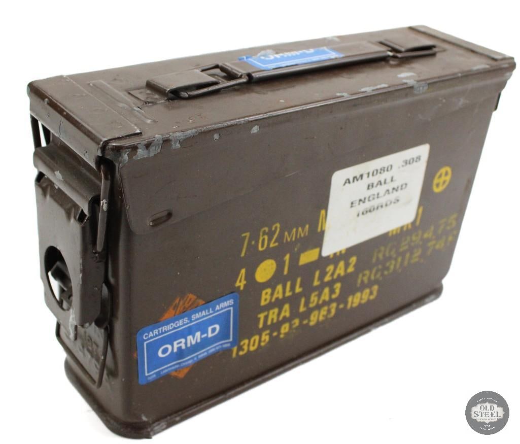 15 lbs Approx Linked .308 In British Ammo Can: Up for Auction 15 lbs Approx Linked .308 In British Ammo Can, the links are cut every 4 rounds as the spotter round has been removed THIS ITEM IS AS PICTURED WITH NO FURTHER ATTACHMENTS. ALL