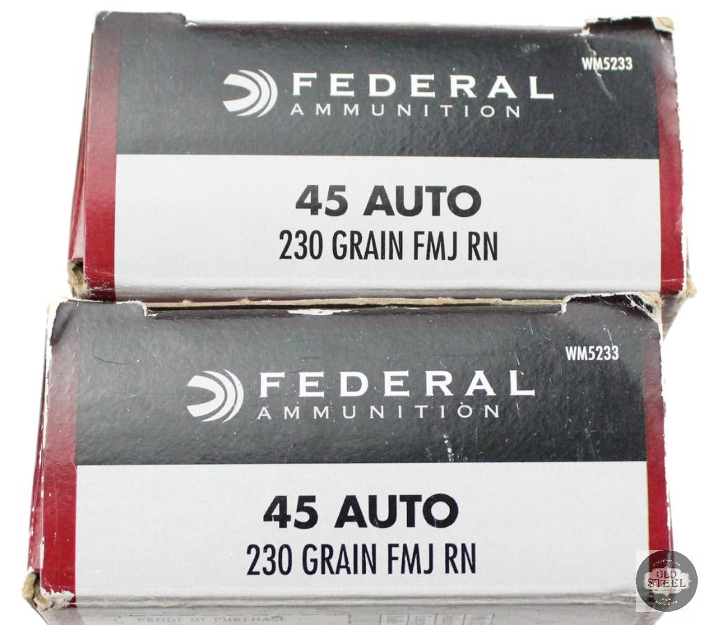 2 Boxes Federal 45 Auto 230gr FMJ Ammunition - 100rds - 2