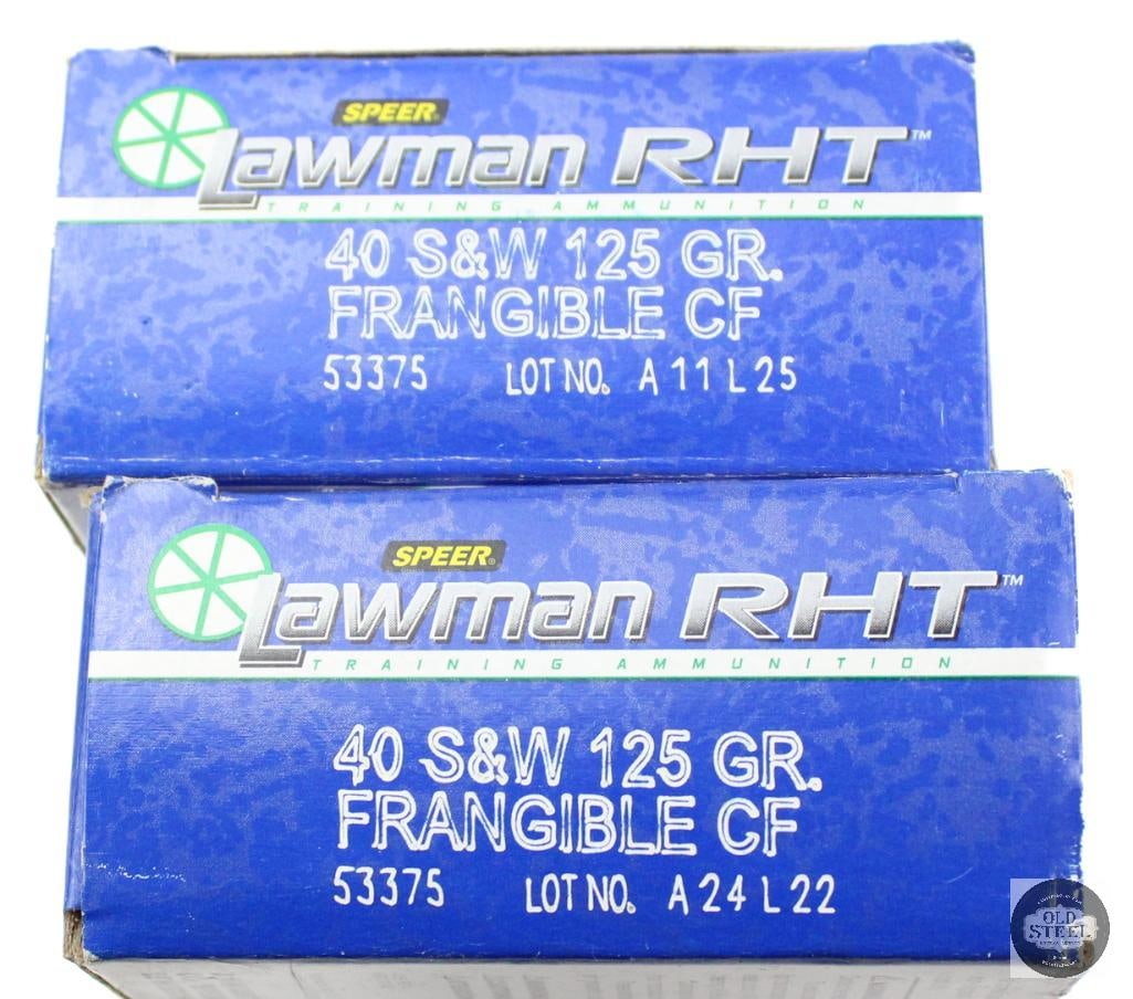 2 Boxes Speer Lawman RHT 40 S&W 125gr Frangible CF Ammunition - 100rds - 2