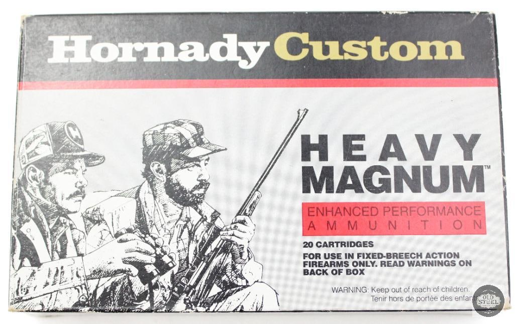 Box of Hornady Heavy Magnum 300 WIN MAG 180gr BTSP Interlock Ammunition - 20rds: Box of Hornady Heavy Magnum 300 WIN MAG 180gr BTSP Interlock Ammunition - 20rds THIS ITEM IS AS PICTURED WITH NO FURTHER ATTACHMENTS. ALL SALES ARE FINAL. PLEASE REFER TO THE AUCTION