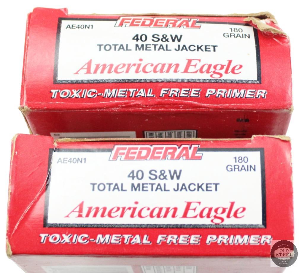 2 Boxes Federal American Eagle 40 S&W 180gr TMJ Ammunition - 100rds - 2