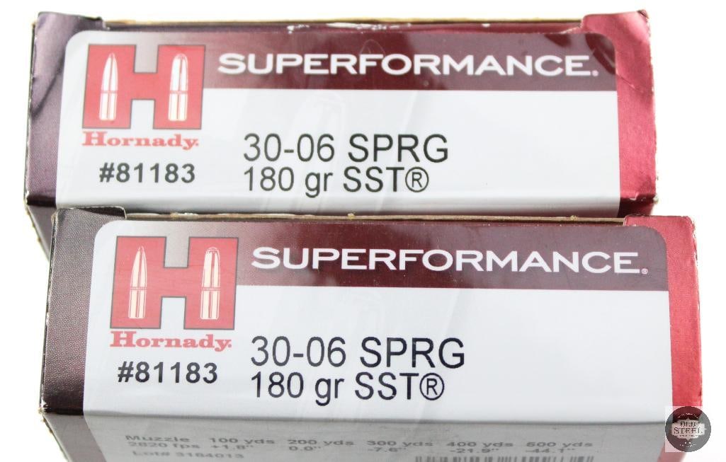 2 Boxes Hornady Superformance 30-06 SPRG 180gr SST Ammunition - 40rds - 2