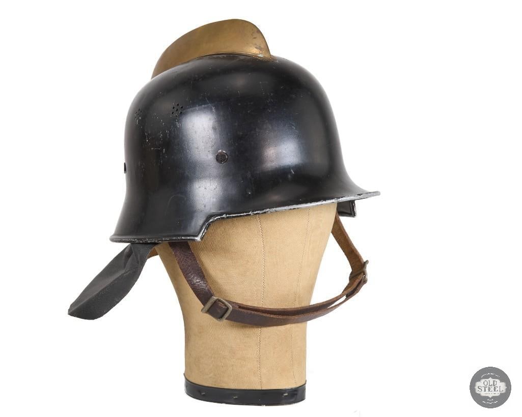 Stahlhelm Feuerschutzpolizei Model 1934 German Firefighters Helmet with Neck Cover: Stahlhelm Feuerschutzpolizei Model 1934 German Firefighters Helmet with Neck Cover THIS ITEM IS AS PICTURED WITH NO FURTHER ATTACHMENTS. ALL SALES ARE FINAL. PLEASE REFER TO THE AUCTION