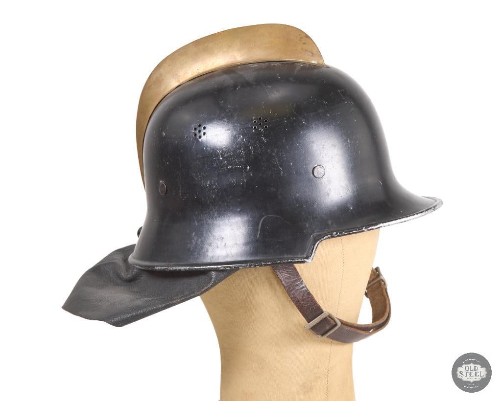 Stahlhelm Feuerschutzpolizei Model 1934 German Firefighters Helmet with Neck Cover - 3