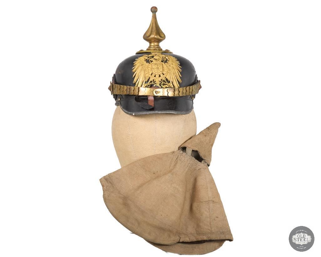 Original German WWI Prussian Officers Model 1897 Pickelhaube Spiked Helmet With Uberzug (1 of 10)