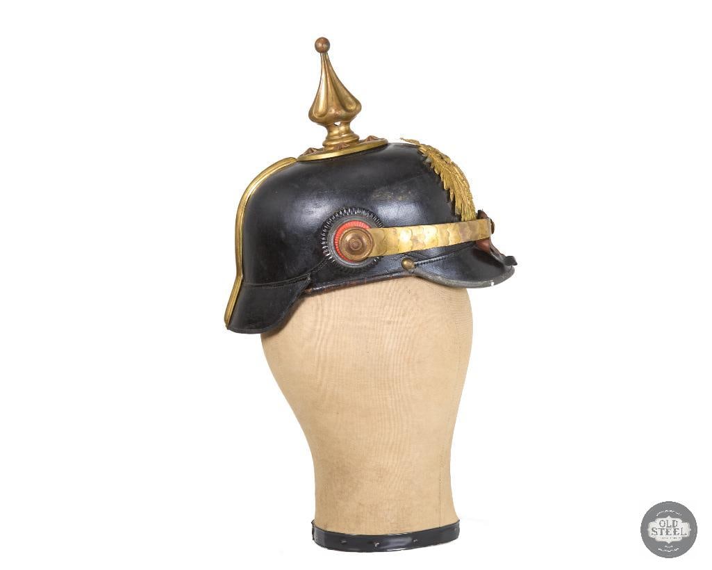 Original German WWI Prussian Officers Model 1897 Pickelhaube Spiked Helmet With Uberzug - 3
