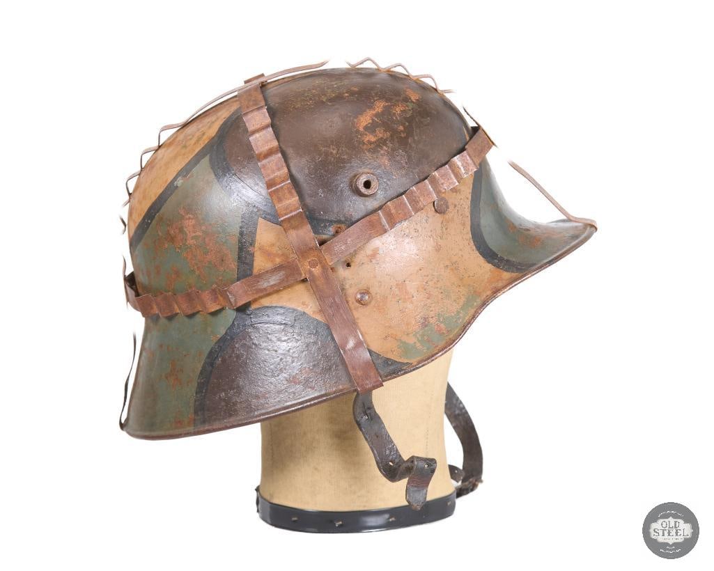 Original Interwar German M16 Helmet, Very Rare Early Paint, 3-Pad Liner, and Foliage Basket - 3