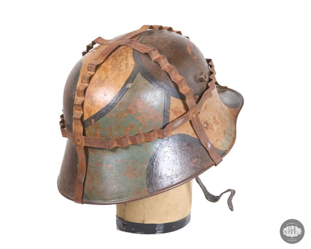 Original Interwar German M16 Helmet, Very Rare Early Paint, 3-Pad Liner, and Foliage Basket - 4