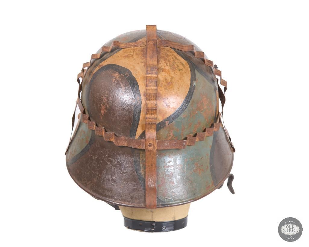Original Interwar German M16 Helmet, Very Rare Early Paint, 3-Pad Liner, and Foliage Basket - 5