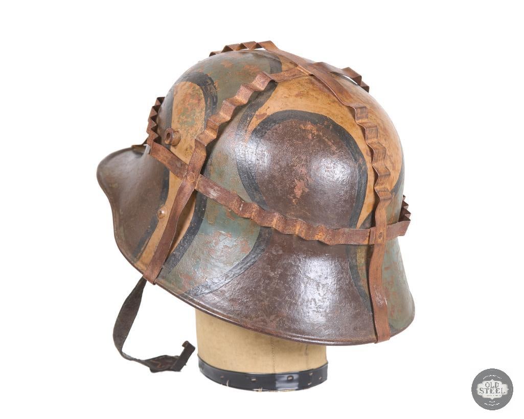 Original Interwar German M16 Helmet, Very Rare Early Paint, 3-Pad Liner, and Foliage Basket - 6