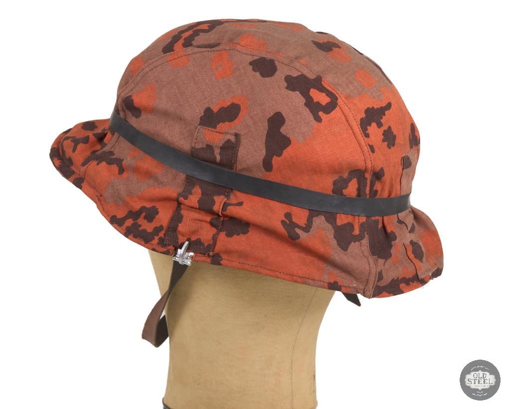 Original German M40 Stahlhelm with Waffen SS Autumn Oak Leaf Camo Cover - 4