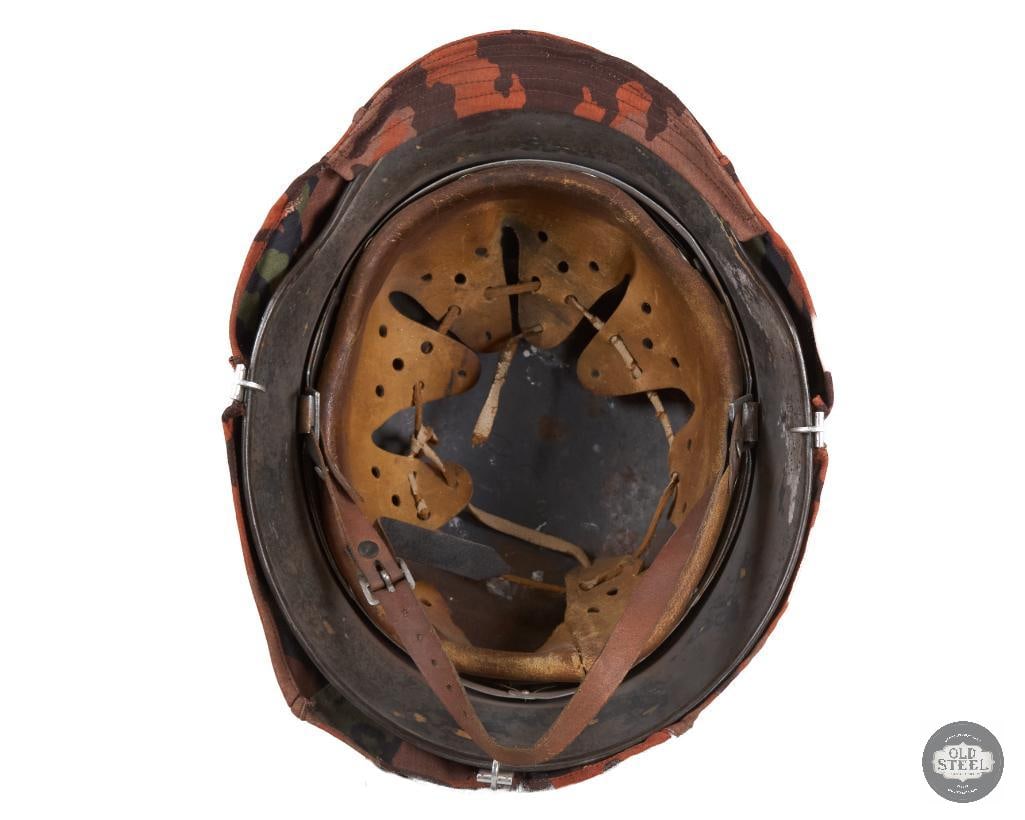 Original German M40 Stahlhelm with Waffen SS Autumn Oak Leaf Camo Cover - 5