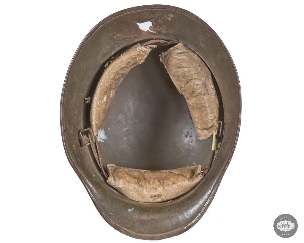 Battle Damaged M18 German WWI Helmet Shell - Head Shot - 6