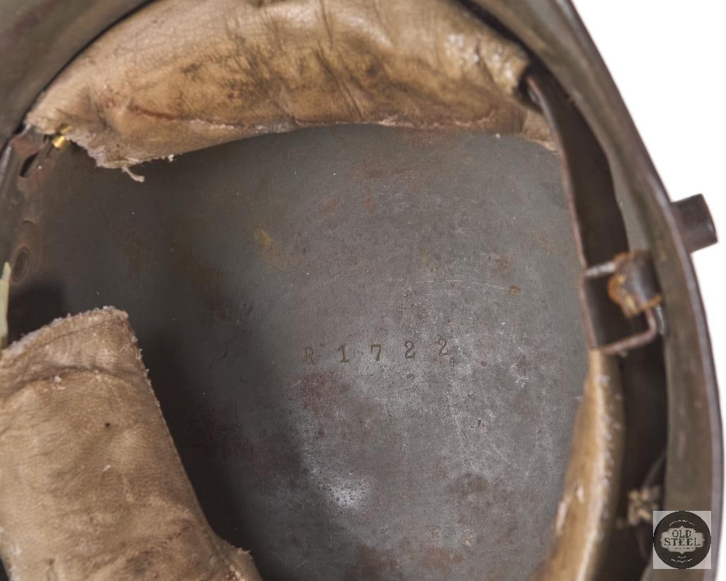 Battle Damaged M18 German WWI Helmet Shell - Head Shot - 7