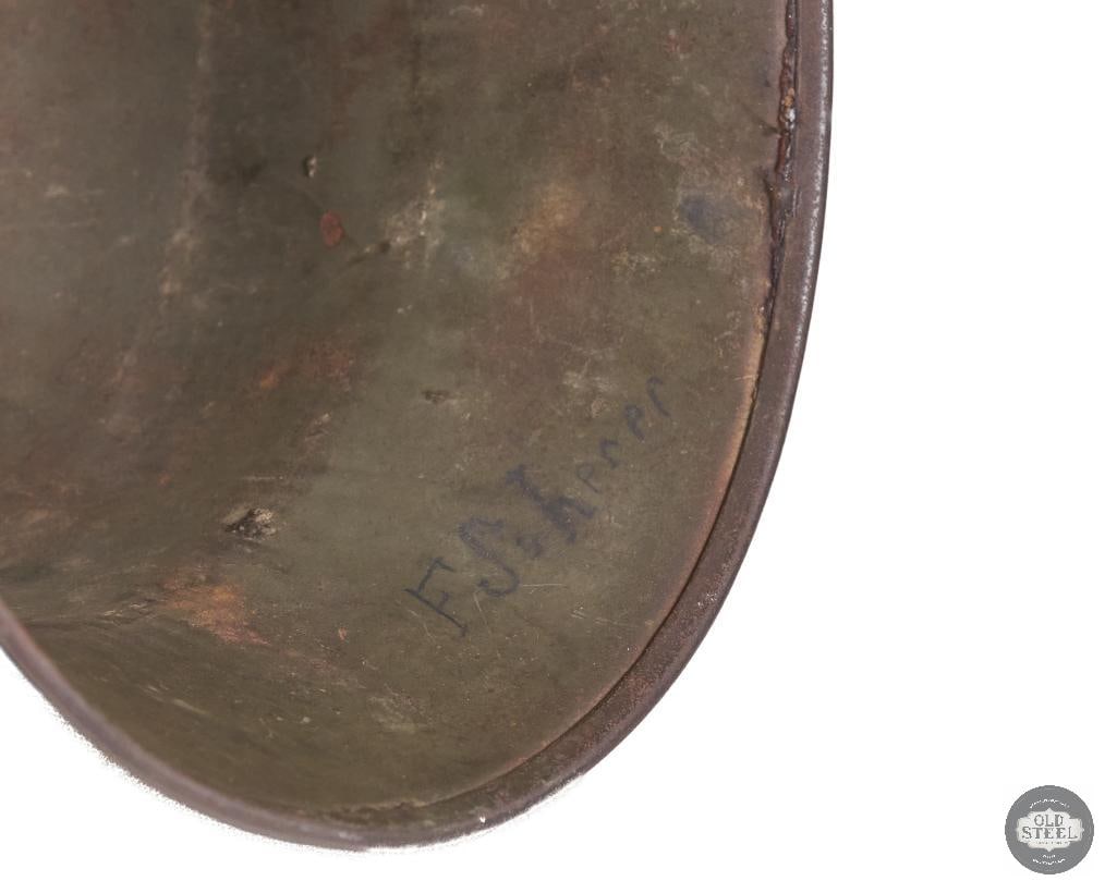 Battle Damaged M16 German WWI Camouflaged Helmet Shell - 6