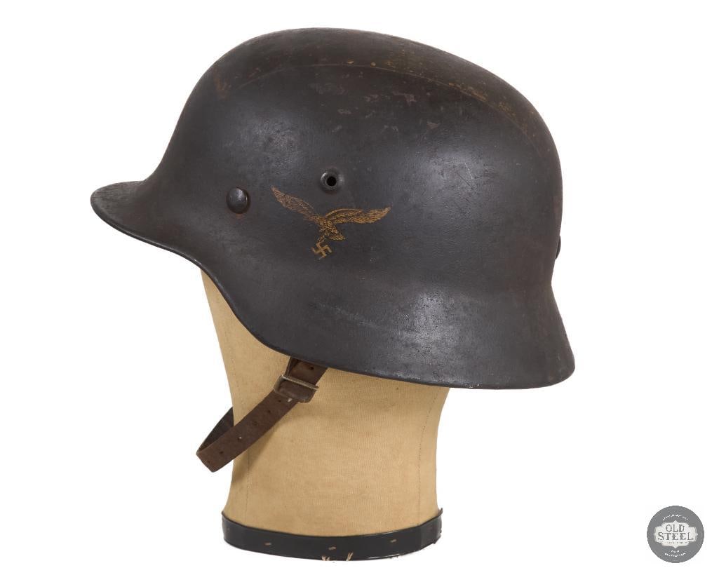 Original Luftwaffe M40 German WWII Single Decal Helmet - 4