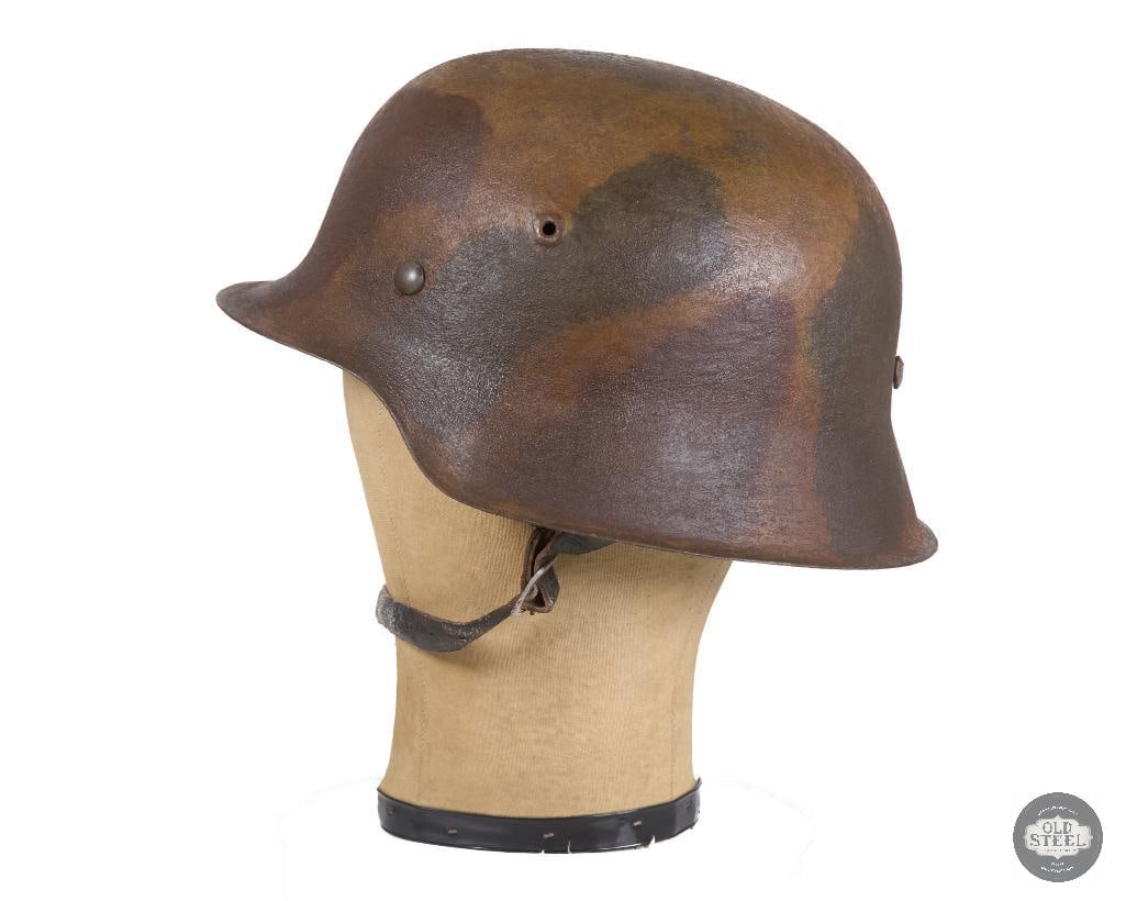 WWII German M42 Helmet with Camouflage Paint - 4