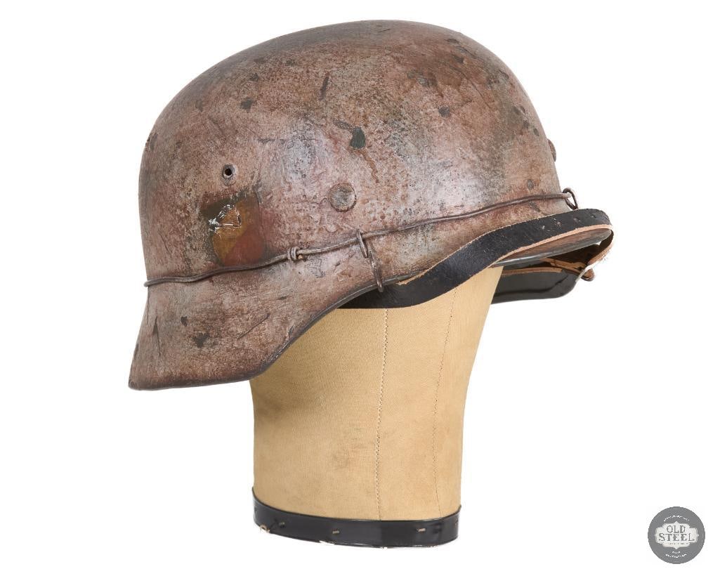 M40 German WWII Helmet with Wire and Camouflage Paint (1 of 7)