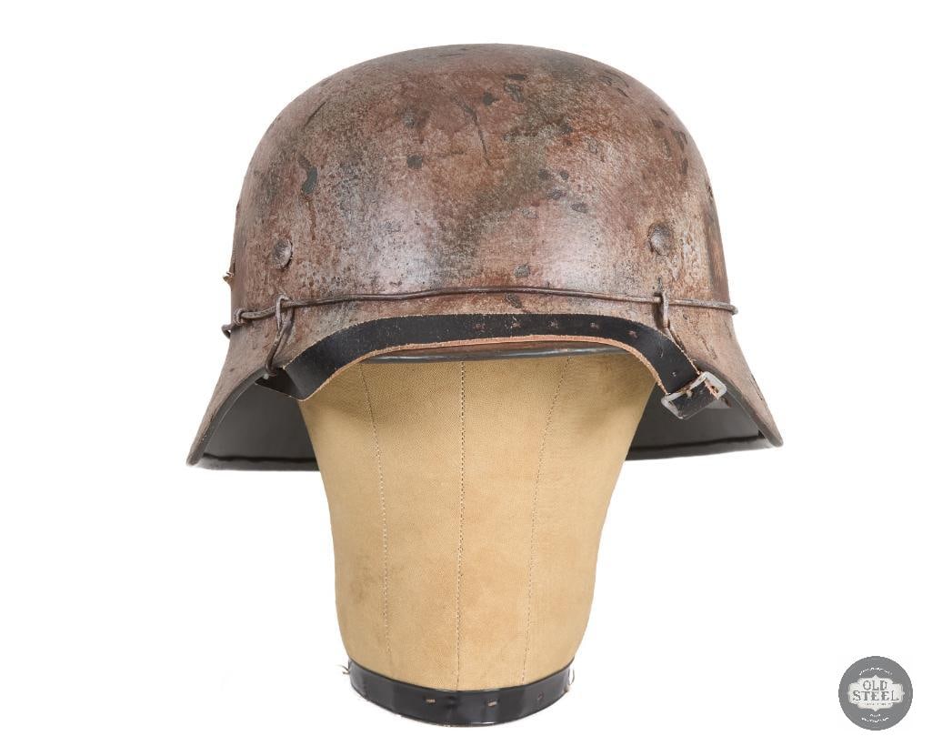 M40 German WWII Helmet with Wire and Camouflage Paint - 2
