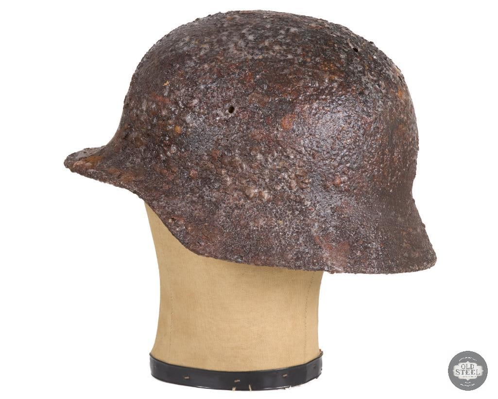 Battlefield Recovered M40 German Helmet Shell - Clear Coated Preserved - 4