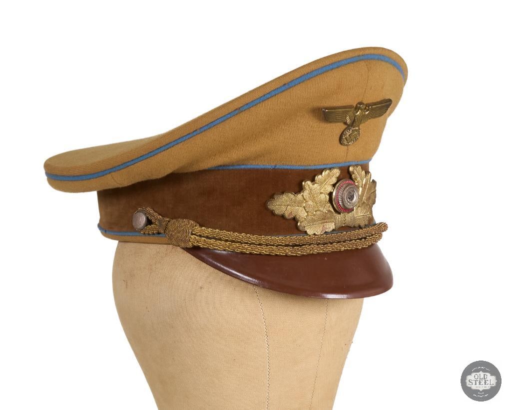 Original NSDAP Ortsgruppe Political Leader's Visor Cap German WWII: Original NSDAP Ortsgruppe Political Leader's Visor Cap. Good condition size 56. Some light wear in a few spots on the blue piping. THIS ITEM IS AS PICTURED WITH NO FURTHER ATTACHMENTS.