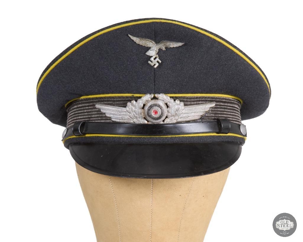 Original Luftwaffe Schirmmutze Navigators/Paratroopers Visor Cap and Scarf German WWII - 2