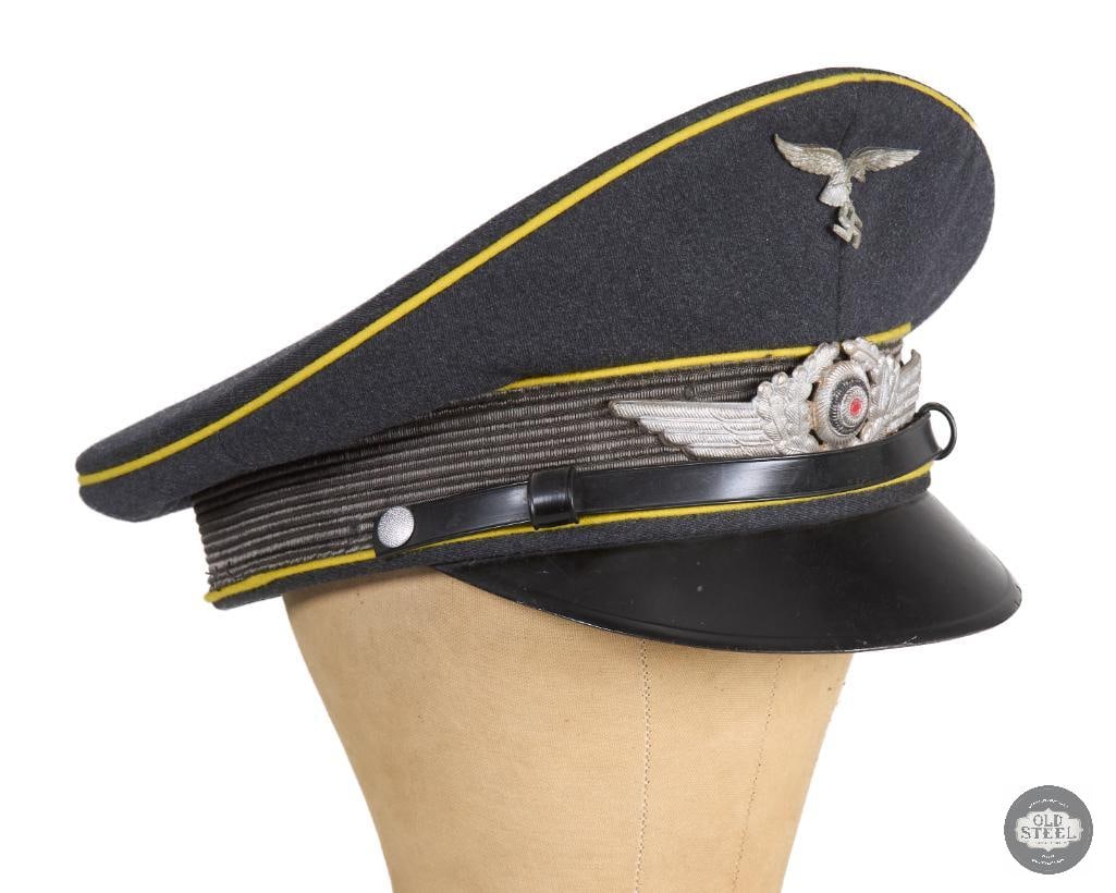 Original Luftwaffe Schirmmutze Navigators/Paratroopers Visor Cap and Scarf German WWII - 3