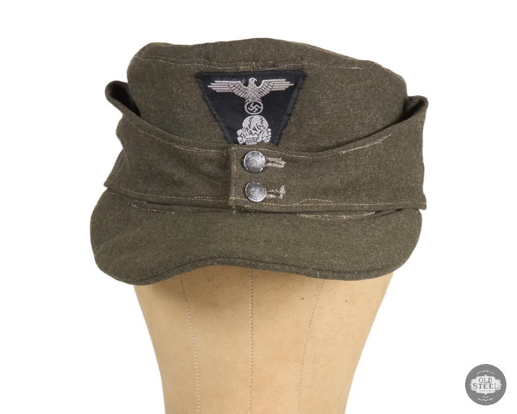 Original Waffen SS M43 Field Cap with Eagle and Totenkopf Patch German WWII - 2