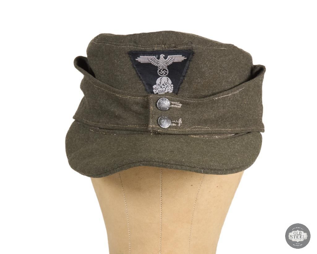 Original Waffen SS M43 Field Cap with Eagle and Totenkopf Patch German WWII - 3