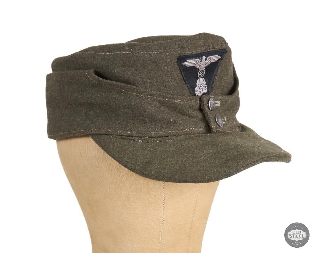 Original Waffen SS M43 Field Cap with Eagle and Totenkopf Patch German WWII - 4