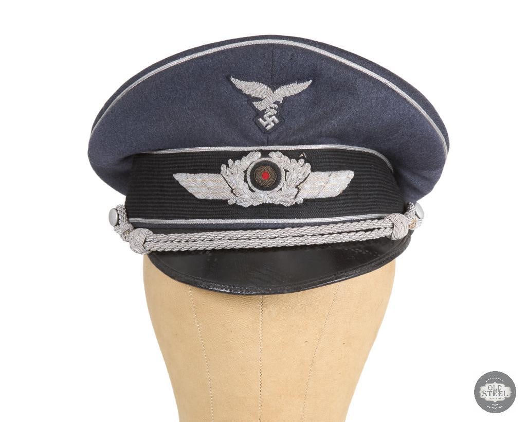 Original Luftwaffe Officer's Schirmmutze Visor Cap - Silver Piping and Braid - Germany WWII - 2