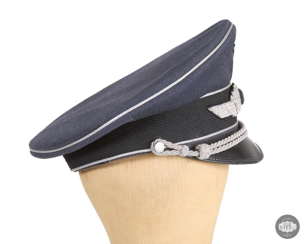 Original Luftwaffe Officer's Schirmmutze Visor Cap - Silver Piping and Braid - Germany WWII - 3