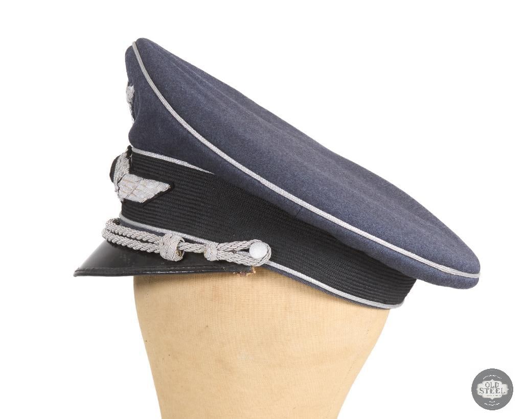 Original Luftwaffe Officer's Schirmmutze Visor Cap - Silver Piping and Braid - Germany WWII - 4