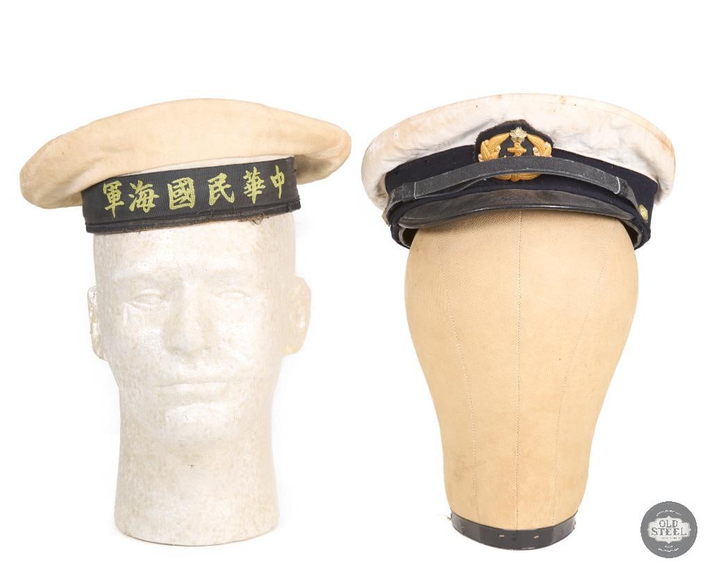Original Japanese Naval Officer's Cap and Enlisted Sailors Cap with Storage Case WWII - 2