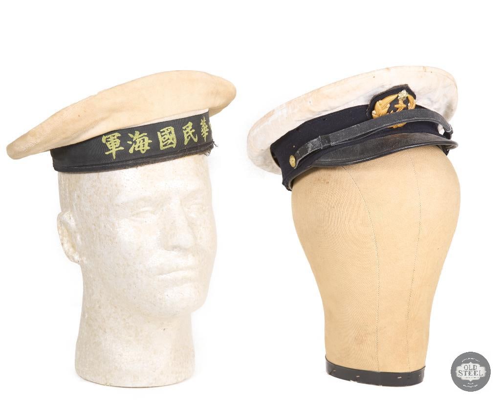 Original Japanese Naval Officer's Cap and Enlisted Sailors Cap with Storage Case WWII - 3