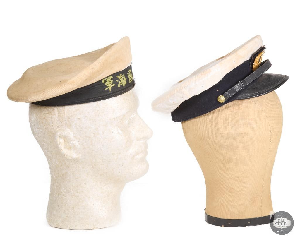 Original Japanese Naval Officer's Cap and Enlisted Sailors Cap with Storage Case WWII - 4